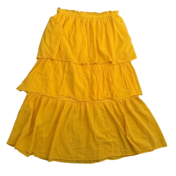 Happy X Nature Yellow Sleeveless Tiered Midi Dress OR Maxi Skirt Size Large - Picture 5 of 7